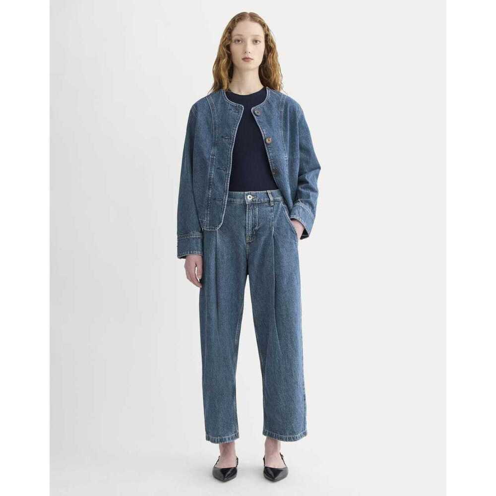 Everlane Women's High Rise Pleated Jean in Mid Indigo, Size 28, Cotton